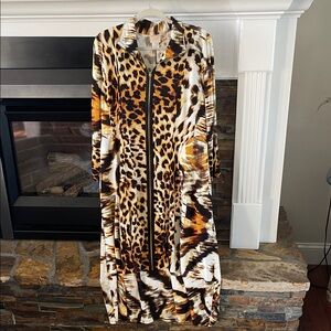 Leopard Print Long Sleeve Dress